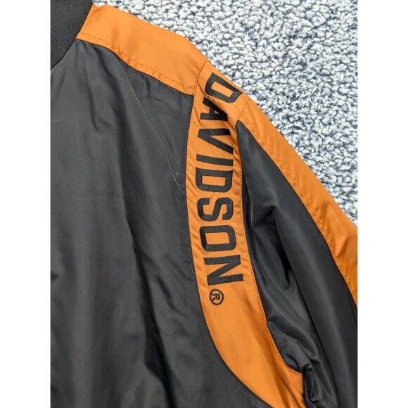 Harley Davidson Riding Jacket Mens LG Windbreaker Reflective Mesh Lined Orange - Picture 6 of 16